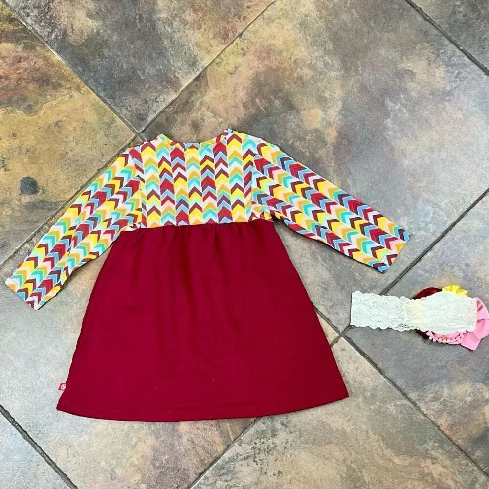 Zutano Chevron Henley Dress and Headband 3T